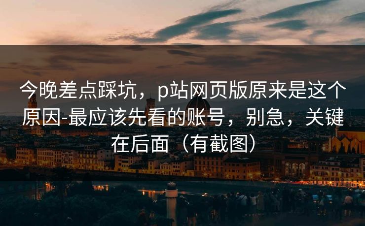 今晚差点踩坑，p站网页版原来是这个原因-最应该先看的账号，别急，关键在后面（有截图）