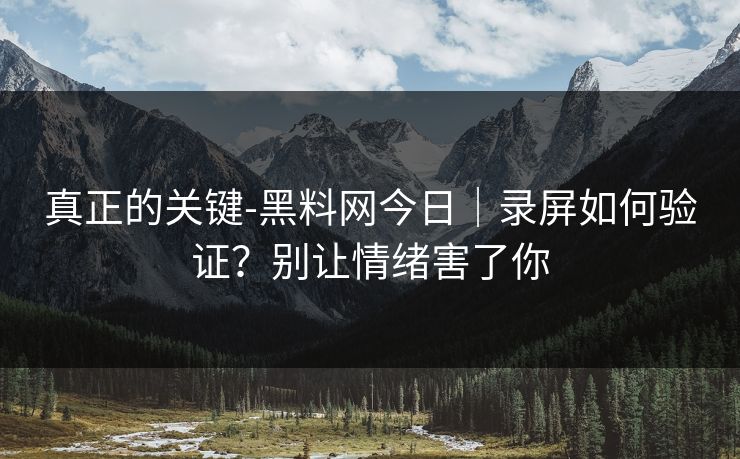 真正的关键-黑料网今日｜录屏如何验证？别让情绪害了你