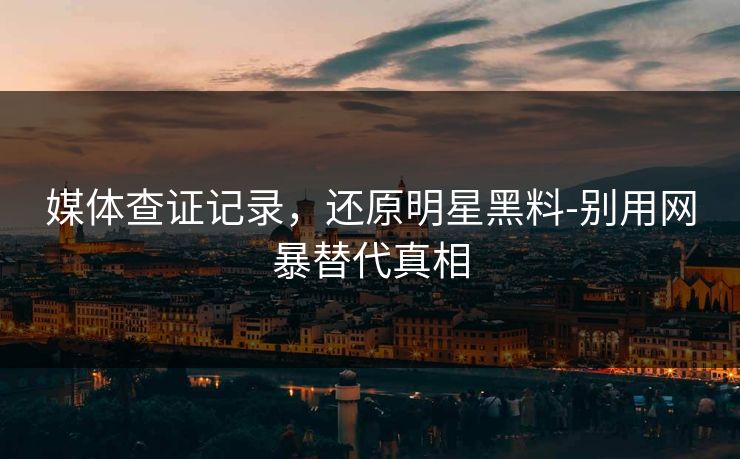 媒体查证记录，还原明星黑料-别用网暴替代真相