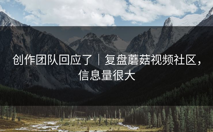创作团队回应了|复盘蘑菇视频社区,信息量很大