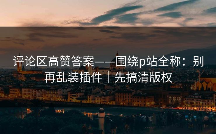 评论区高赞答案——围绕p站全称：别再乱装插件｜先搞清版权