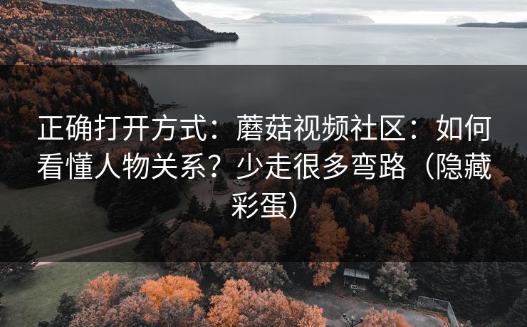 正确打开方式:蘑菇视频社区:如何看懂人物关系?少走很多弯路(隐藏彩蛋) 正确打开方式:蘑菇视频社区:如何看懂人物关系?少走很多弯路(隐藏彩蛋)