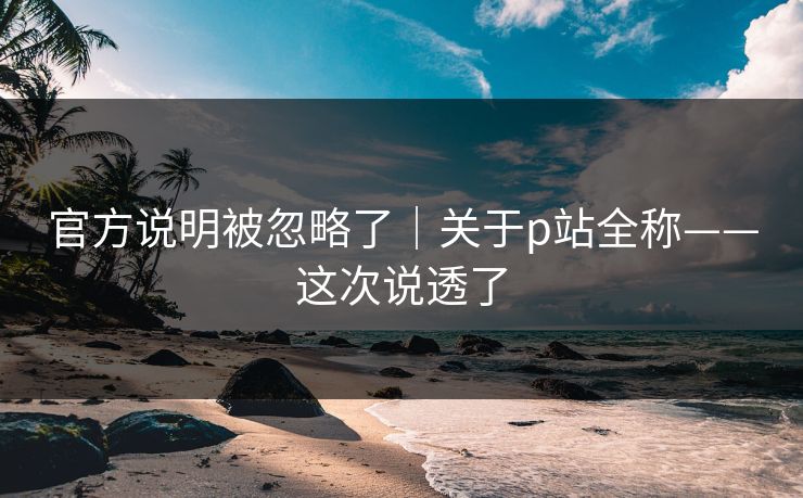 官方说明被忽略了｜关于p站全称——这次说透了
