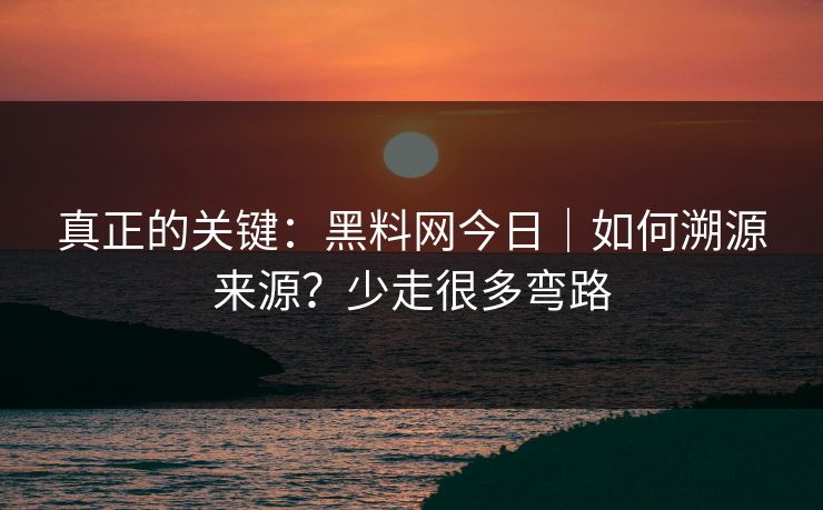 真正的关键：黑料网今日｜如何溯源来源？少走很多弯路