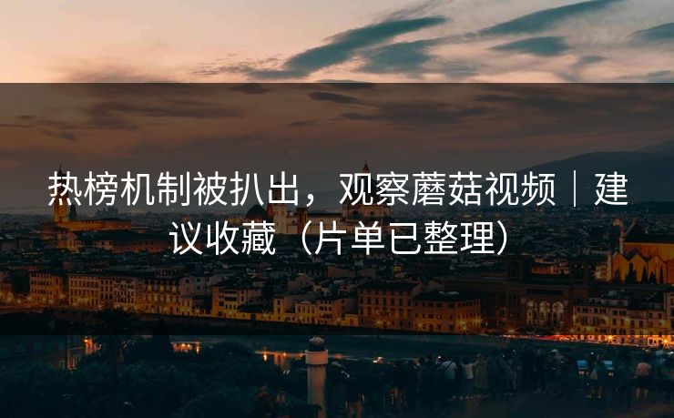 热榜机制被扒出，观察蘑菇视频｜建议收藏（片单已整理）